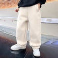 thumbnail image 2 of ZXLBBD Boys Jogger Pants Winter Thermal Sweatpants with Elastic Waistband Solid Color for Casual Sports Durable Loose School Wear, 2 of 7