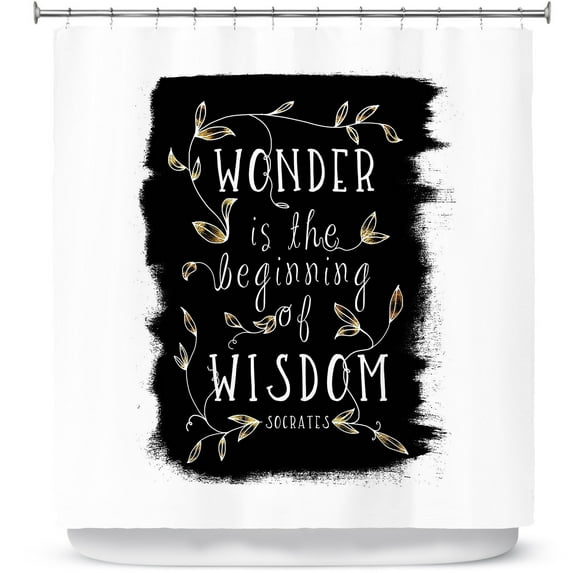 Shower Curtains 70" x 84" from DiaNoche Designs by Zara Martina - Wonder is Wisdom Black Gold