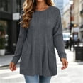 thumbnail image 4 of cocolona Oversized Sweaters for Women Solid Color Long Sleeve Casual Crew Neck Tops Tunic Loose Blouses With Pockets, 4 of 6