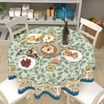 thumbnail image 4 of Boho Tablecloth Round 60 Inch Bohemian Green Floral Decorative Outdoor Table Cloth Farmhouse Vintage Flower Table Cover for Dining Room Kitchen Holiday Party Picnic Indoor Outdoor Home Decor, 4 of 6