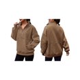 thumbnail image 3 of Sweatshirt for Women Fall Half Zip Pullover Oversized Fleece Mock Neck Hoodies Fashion Outfits Winter Clothing Brown S, 3 of 6