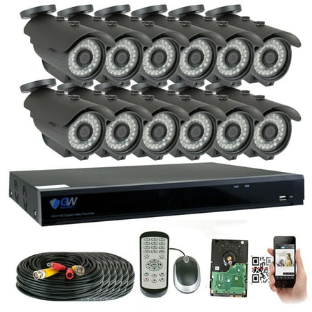 - GW 16 Channel 5MP 1920P Home Video Outdoor Security Camera System w/ 12 5MP CCTV Cameras, 16CH 4TB DVR Surveillance Kit, 100ft Night Vision