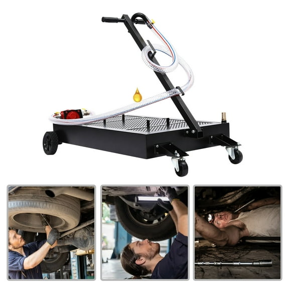 Steel Modern Black Oil Drain Pan, 15 Gallon Oil Drain Tank, Large Capacity Oil Change Pan 15gal Capacity