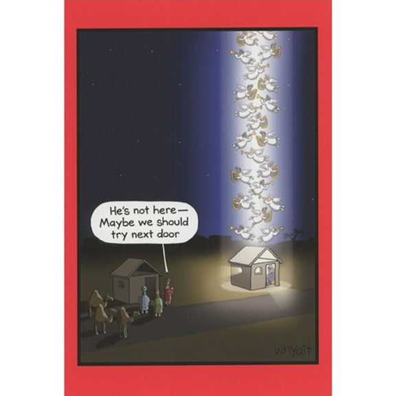 NobleWorks Funny Christmas Paper Card with 5 x 7 Inch Envelope (1 Card) Merry Christmas Holiday Guiding Light C10149XSG