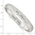 thumbnail image 2 of 925 Sterling Silver Flexible Open back Safety clasp Polished and Textured Adjustable Cuff Stackable Bangle Bracelet Meas, 2 of 4