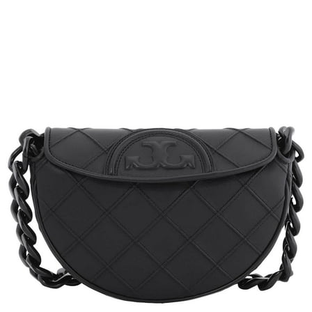 Tory Burch Women's Fleming Soft Mini Crescent Bag, Black