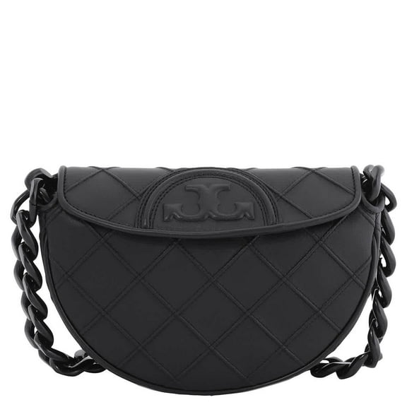Tory Burch Women's Fleming Soft Mini Crescent Bag, Black