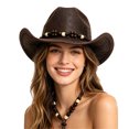 thumbnail image 3 of LILIYA Cowboy Hat,Cowgirl Hat,Western Cowboy Hats for Women/Mens/Straw Casual with Shapeable Wide Brim Cowboy UV Protection Hat, 3 of 8