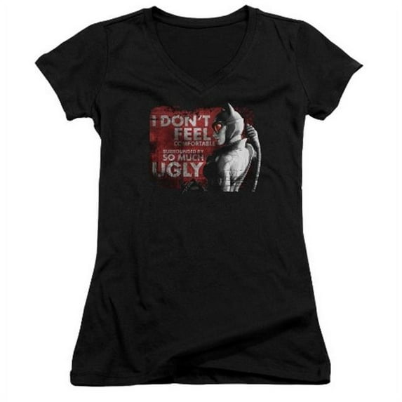 Trevco Arkham City-So Much Ugly - Junior V-Neck Tee - Black- Extra Large