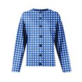 thumbnail image 5 of Women's Gingham Knit Cardigan Sweater, Crew Neck Button Front Long Sleeve Casual Top for Fall Winter Everyday Wear, 5 of 6