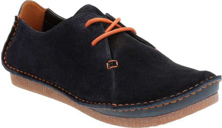 Women's Clarks Artisan Comfy Janey Mae Oxford Shoe Navy Suede 26121914 