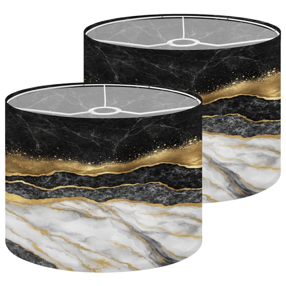 Lampshades 2 Pack abstract creative texture marble gold foil decorative marbling 13"x13"x10" Light Shade for Table Lamps Floor Lamps Drum Lamp Shades Lampshade Replacement Easy Assembly