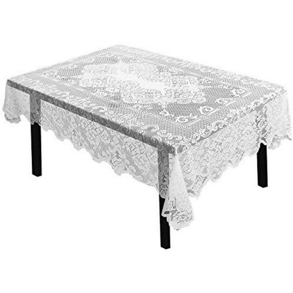 SLSRFD54x72 inch retro style white lace tablecloth - elegant lace tablecloth for rectangular dining tables, European nostalgic dining table decoration cloth, lace table cover for home banquets