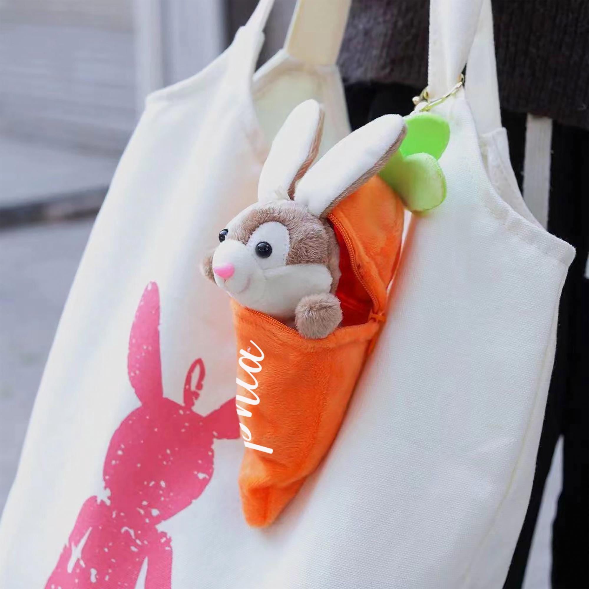 Personalized Easter Carrot with Plush Bunny: Custom Name Spring Holiday Gift