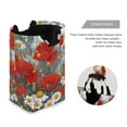thumbnail image 3 of Foldable Laundry Hamper Bag with Handles Dirty Clothes Basket 12.6" x 11" x 22.7" Red Flowers and Daisies, 3 of 7