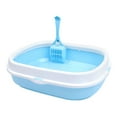 thumbnail image 4 of Bandeja de arena para gatos, orinal para gatos, contenedor de arena para gatos de interior, suministros para mascotas, reutilizable, fácil de limpiar, Azul claro, 4 of 8