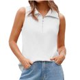 thumbnail image 5 of Summer Sleeveless Half Sleeve Solid Knit Tops Lapel Tank Vest, 5 of 6