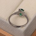 thumbnail image 3 of Green emerald engagement ring, oval cut May birthstone , sterling silver wedding, 3 of 5