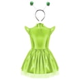 thumbnail image 5 of Aislor Girls 2Pcs Alien Dress Up Iridescent Glossy Flying Sleeve Ruffled Tutu Dress with Hair Hoop Green 10, 5 of 7