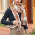thumbnail image 4 of Prolriy Scarf for Women Autumn and Winter Colorful Plaid Shawl Thickening Warm Fringe Scarf Womens Scarf Pink, 4 of 8