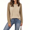 thumbnail image 4 of VBVC Women's Striped Raglan Sleeve Long Sleeve Top , Ladies' Color Block Crew Neck Shirt , Casual Baseball Tee Pullover For Women, S-2XL, 4 of 5