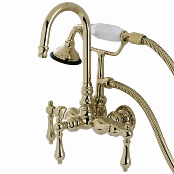Kingston Brass AE7T2 Aqua Eden AE7T2 Vintage Wall Mount Clawfoot Tub Faucet, Polished Brass