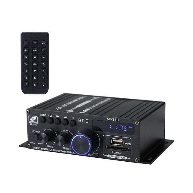 Amplificador de Potencia DENGXMXG AK380 800W 12V Bluetooth Estéreo Hogar Coche Bajos de Audio Reproductor de Música Altavoz del Coche Clase D Fm Usb/sd