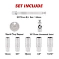 thumbnail image 4 of CASOMAN 8-Piece 3/8" Drive Spark Plug Socket Set, 6-Point with Extension Bar, Universal Joint & Gap Tool, CR-V Steel, 4 of 6