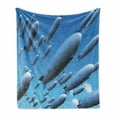 thumbnail image 1 of Zeppelin Soft Flannel Fleece Throw Blanket, Many Fleet Airships Flying in the Sky Aviation Flight Invasion Air Picture Print, Cozy Plush for Indoor and Outdoor Use, 50" x 70", Pale Blue, by Ambesonne, 1 of 6