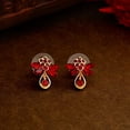 thumbnail image 2 of Estele Gehena Red Gold Tone Metal Zinc Alloy Flower Butterfly Stud Earrings, 2 of 5