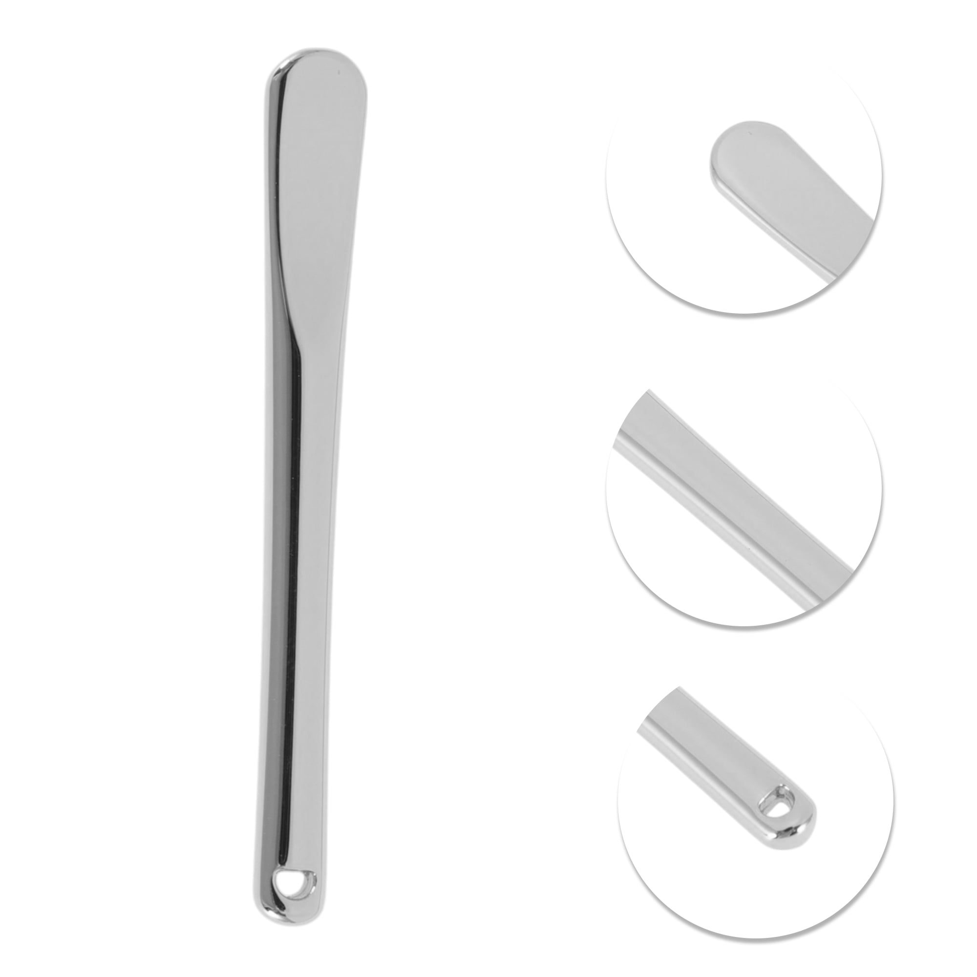 Unique Bargains Round Handle Makeup Cosmetic Spoon 2pcs Silver Tone