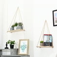 thumbnail image 3 of Wall Hanging Shelves Wood Plant Floating Shelf Rope Floating Plant Stand with Hook for Living Room Bedroom, 3 of 7