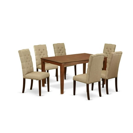 East West Furniture Dining Room Set Mahogany CAEL7-MAH-16 East West Furniture Dining Room Set Mahogany CAEL7-MAH-16