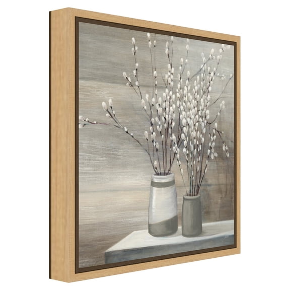 Amanti Art Pussy Willow Still Life Gray Pots Crop Framed Canvas Wall Art
