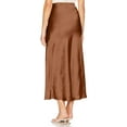 thumbnail image 5 of High Waisted Skirt Satin High Waisted Midi Skirt, Womens Elastic Side Slit a Line Flowy Wedding Cocktails Casual Skirts Brown M, 5 of 6