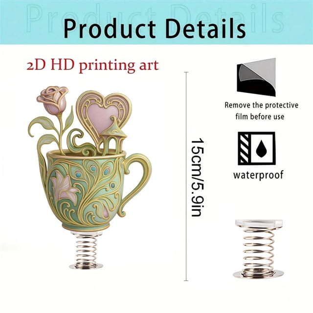 Tea Cup Ornament, Festival Decoration Rocking Acrylic Cup, Romantic Desktop Gift, Tea Lovers Gifts