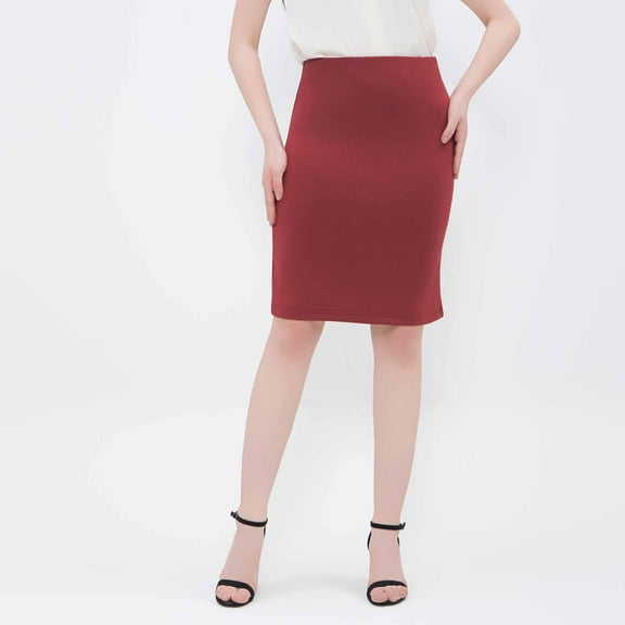 Delliss Women's Summer Fashion Skirt Solid Color Wrap Hip Elegant Skirt Wine L