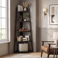 thumbnail image 4 of Fnova 71" 5-Tier Industrial Corner Ladder Shelf, Modern Corner Bookshelf, Compact Bookcase, Plant Stand for Living Room, Kitchen, Home Office, 4 of 14