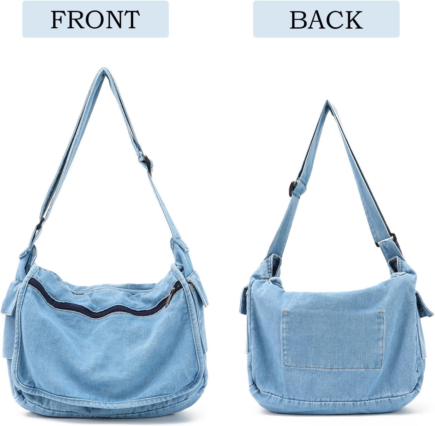 Denim Hobo Purse Bags Casual Canvas Messenger Shoulder Bag Retro Large Crossbody Satchel Bags for Women and Men