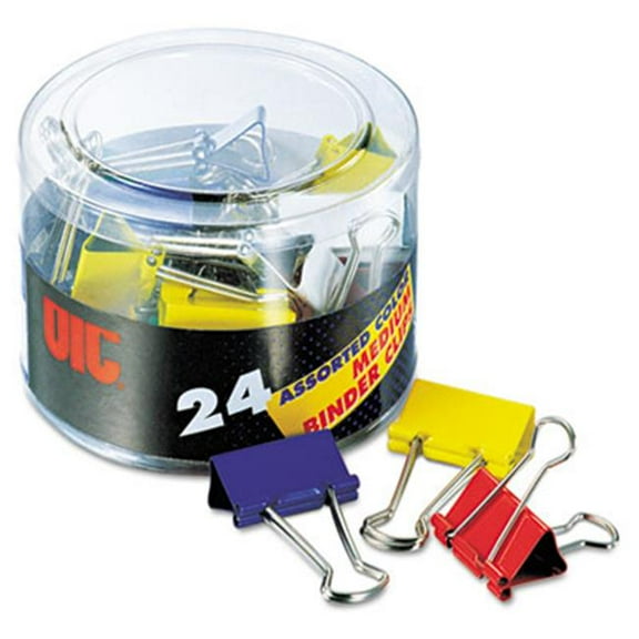Officemate Binder Clips Metal Assorted Colors Medium 24-Pack