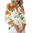 thumbnail image 6 of Women's Button-Up Long Sleeve Shirts Fashion Floral Print Dressy Blouses Casual Turndown Collar Shirt Loose Tops Spring Summer Outdoor,Beach,Vacation Top 02#Multicolor L, 6 of 6