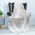 thumbnail image 4 of Floral Soft Flannel Fleece Blanket, Modern Hand Drawn Digital Flower Dandelions Botanic Plants Nature Artwork Print, Cozy Plush for Indoor and Outdoor Use, 50" x 60", Black and White, by Ambesonne, 4 of 5