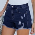 thumbnail image 4 of BOMYJESK Jean Shorts for Women Mid Rise Casual Denim Shorts Ripped Trendy Short Jorts Frayed Raw Hem Summer Cutoff Jorts with Pockets Blue L, 4 of 4