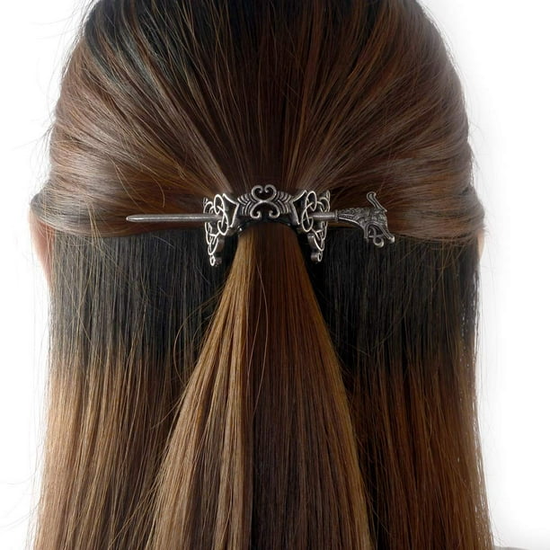 Tall Irish Hair Barrette Celtic Knot Metal Stick Hair Clip Viking