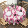 thumbnail image 3 of Pink Halloween Ghosts with Boo Round Tablecloth 60"x60",Wrinkle Wipeable Table Cloth for Kitchen Dining Room Picnic Patio Party, 3 of 6