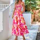 thumbnail image 4 of Vestido Bohemio de Verano para Mujer, Sin Mangas, Fruncido, con Tirantes Finos, Corte en A, Holgado, para Playa, Color Rosa, Talla L, 4 of 7