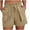 Khaki, variant on Simua Women's Summer Imitation Linen Shorts Elastic Waist Drawstring Pocket Outward Turned Shorts
