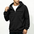 thumbnail image 3 of Hngshg Men's Hooded Sweatshirts Big and Tall Long Sleeve Quarter Zip Tops Textured Drawstring Pullover Hoodies, 3 of 7