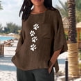 thumbnail image 4 of Gamivast Womens Tops Tees & Blouses Paw Print Loose Fit Boat Neck 3/4 Sleeve Tops Casual Tops Pocket Texture Summer Daily Vacation Outfits, 4 of 7