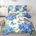 thumbnail image 1 of YST 7-Piece Blue Hydrangea Floral Comforter Set, Chic Butterfly and Bird Bedding, King, 1 of 4